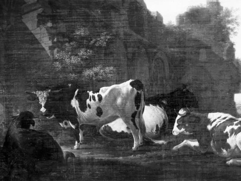 1755-Philippe Le Clerc - Bovini davanti alle rovine di una chiesa - Collezioni di dipinti statali bavaresi